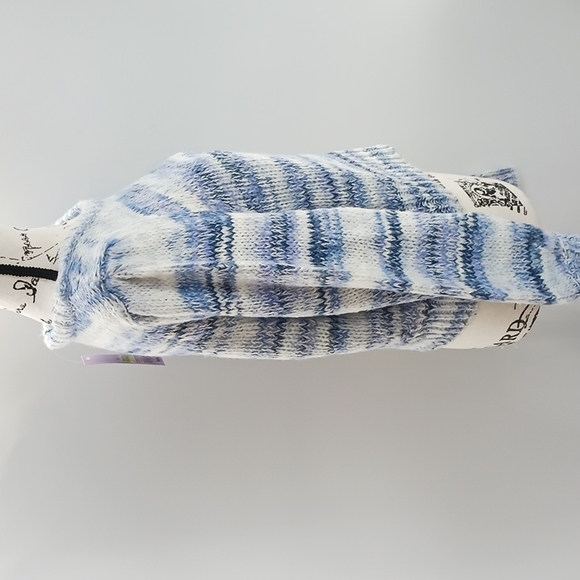 Wild Fable Striped Knit Sweater Cropped Crew Neck Blue Pullover Womens - Picture 4 of 7